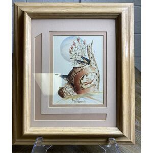 Greg Anderson‎ Print of Southwest Quails Watercolor Painting Signed Framed